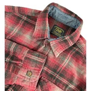 JACK'S MFG Heritage Mens Long Sleeve Button Heavy Flannel Shirt Red/Black SIZE L